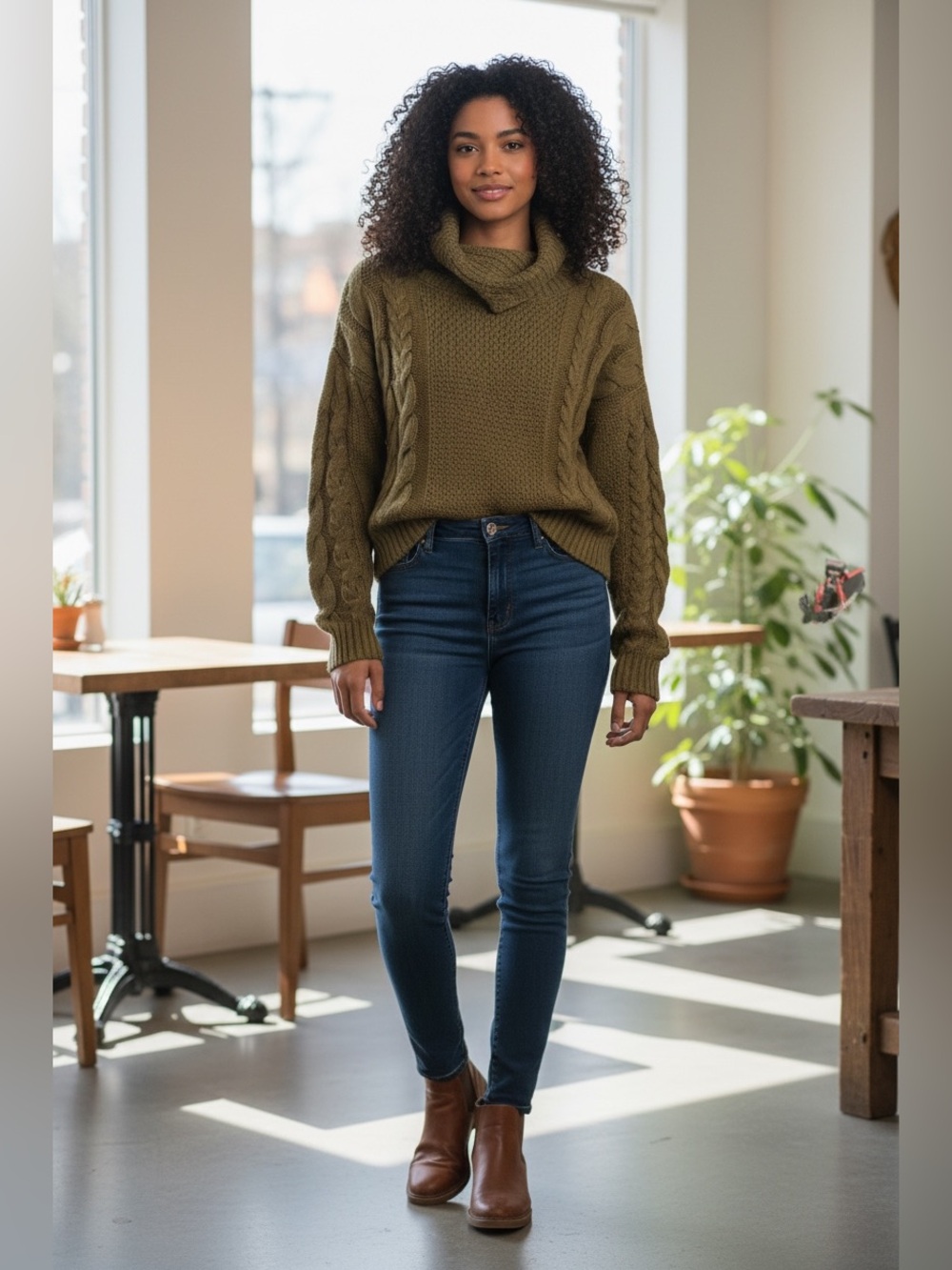 Madewell Olive Green Cable Knit Sweater